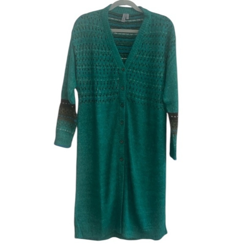 Anthropologie Bl^nk London Green Long Cardigan Duster Size Small